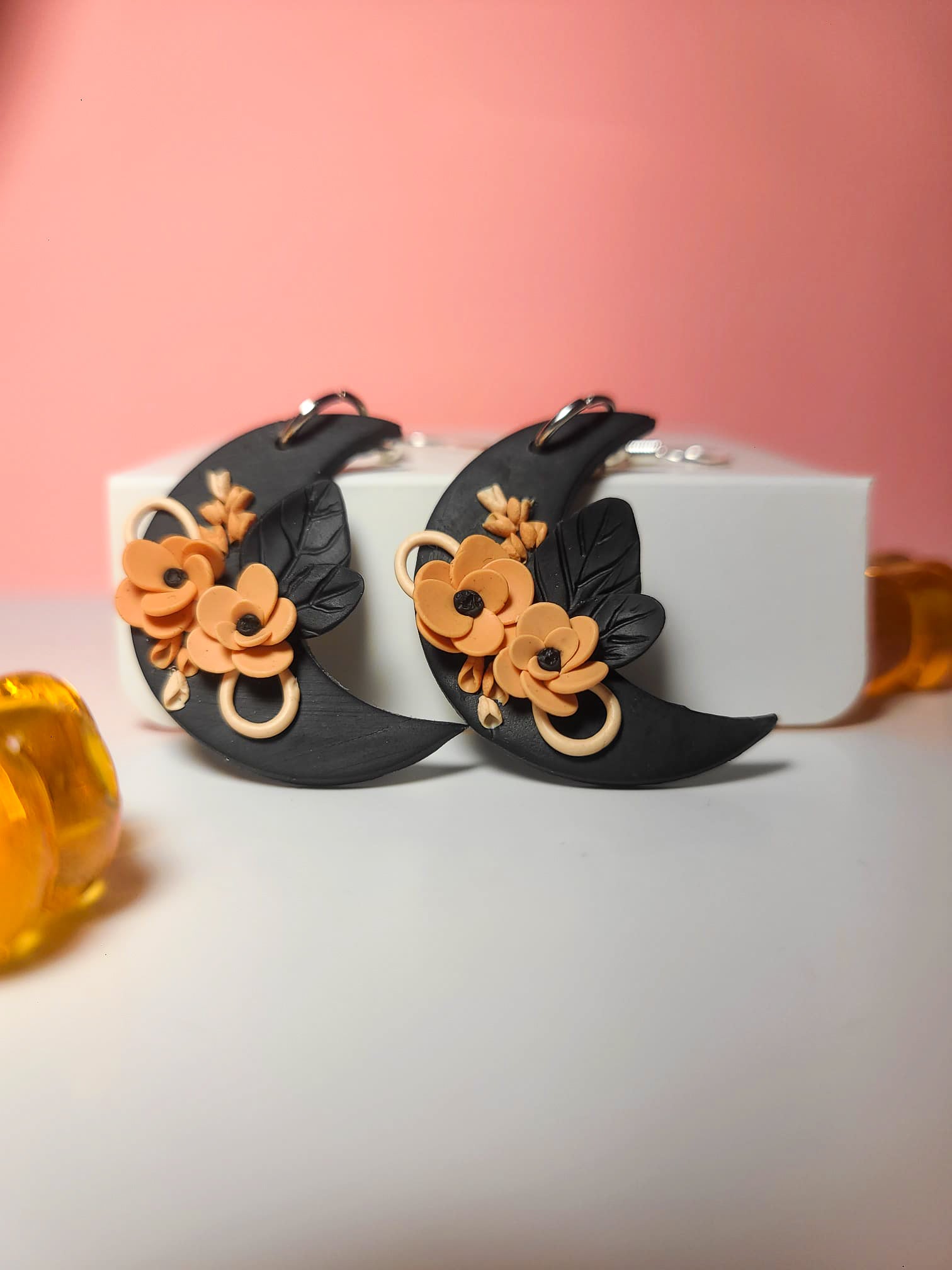 BLACK FLORAL EARRING| Dangle Earring| Gift for Her