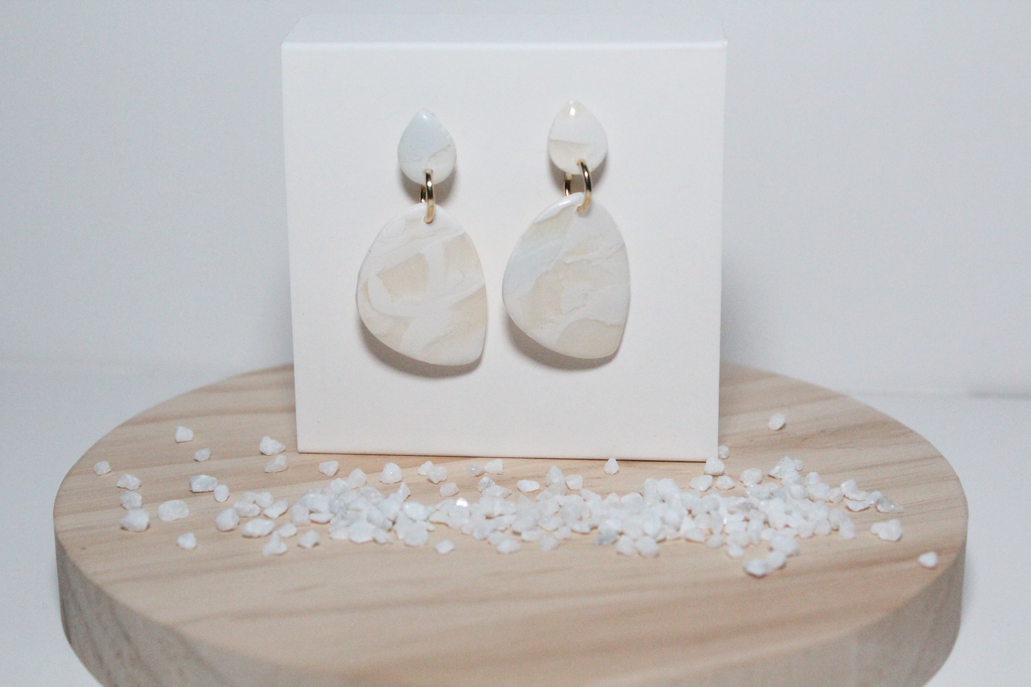 White Marble Polymer clay Earring | White earring