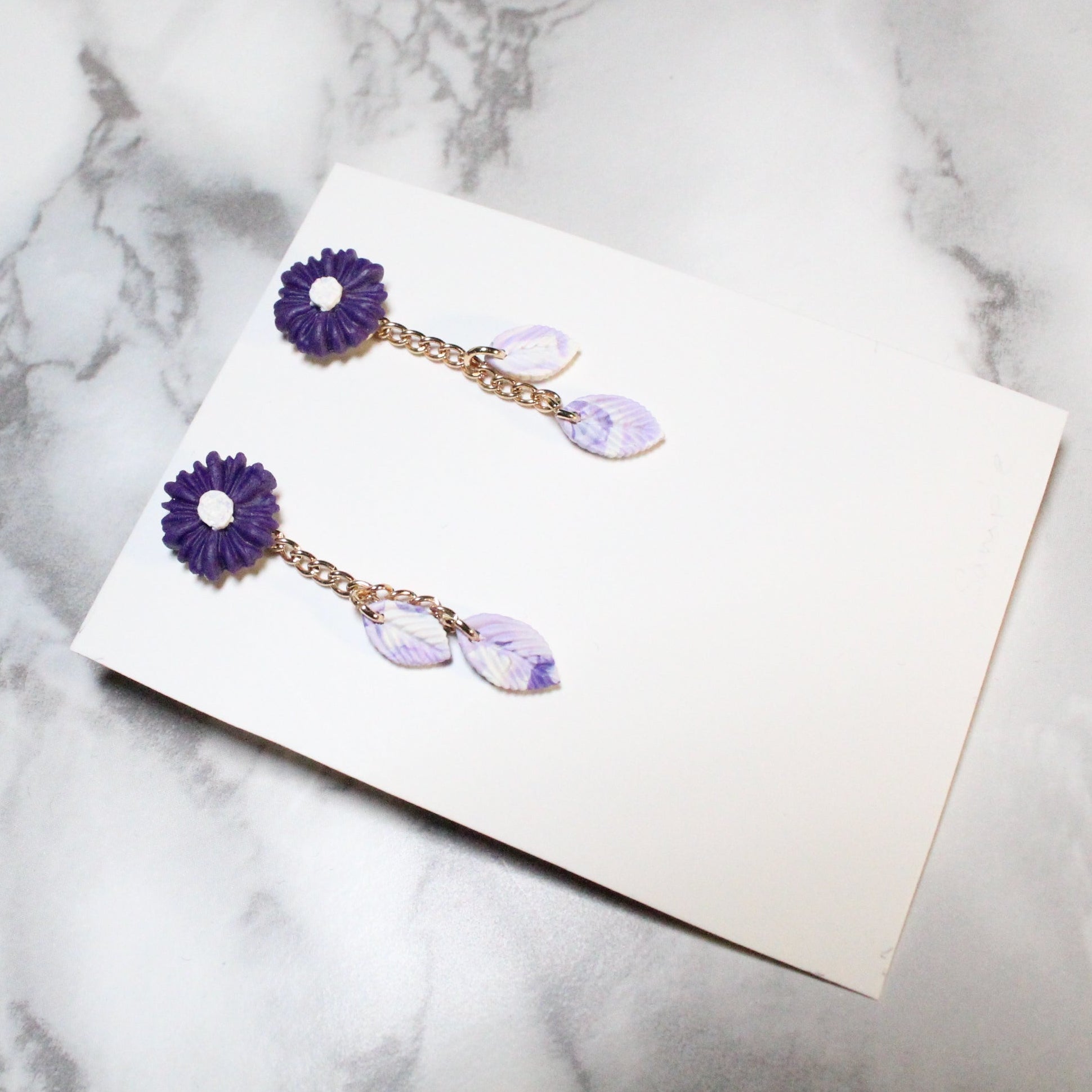 Purple Hanging Leaf Earring