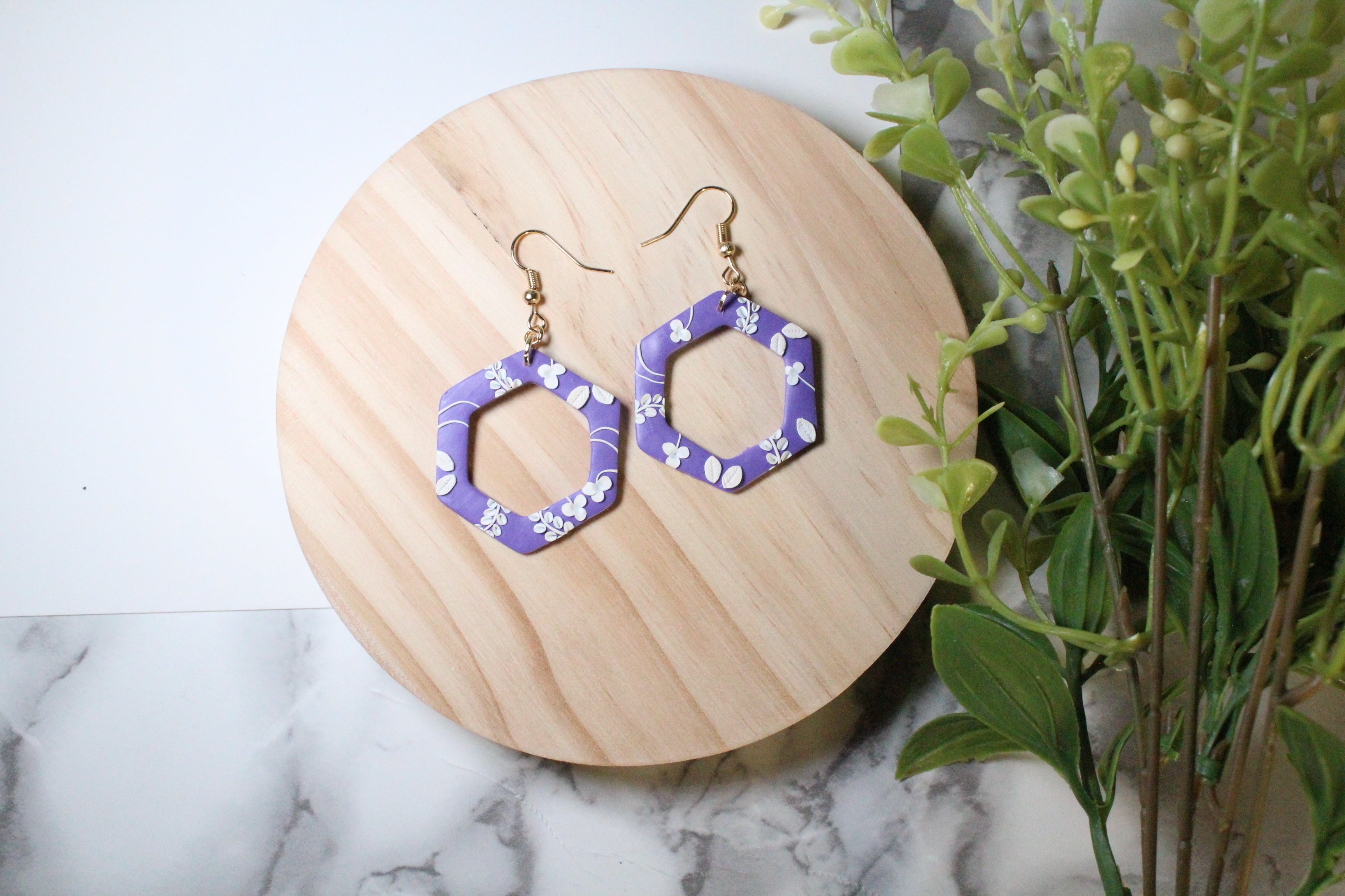 Purple Floral Earring