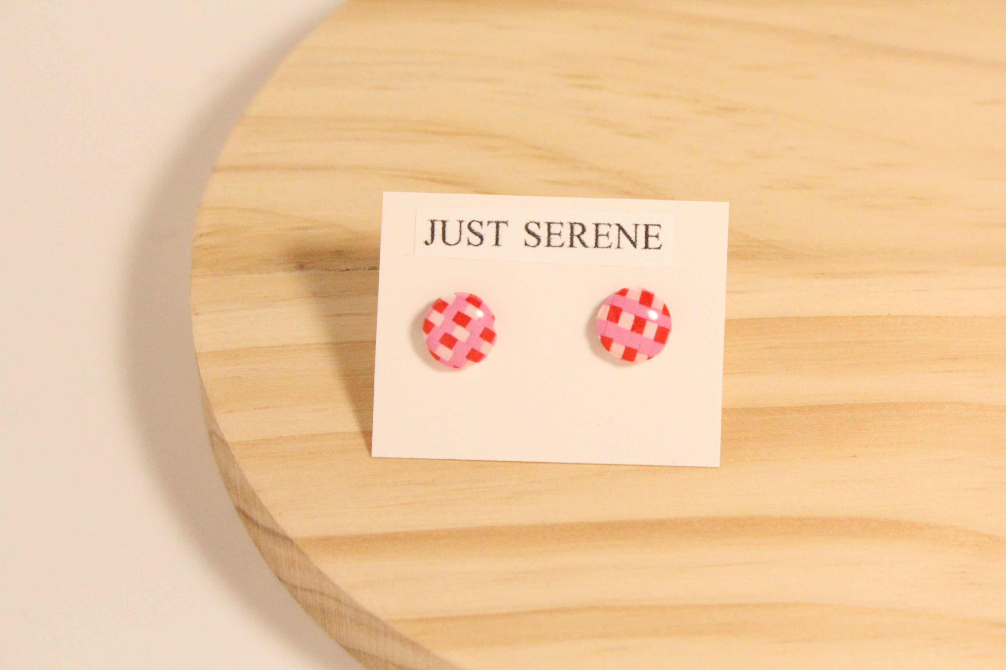 Pink Gingham Stud